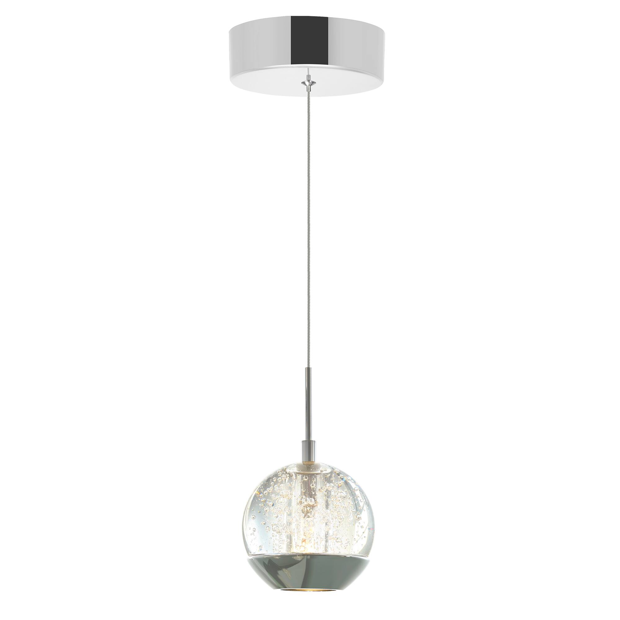 Front. CWI Lighting - Perrier 1 Light Down Mini Pendant With Chrome Finish - Chrome.