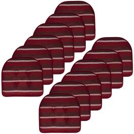 Sweet Home Collection - Bradford Striped U Shaped Memory Foam 17" x 16" Chair Cushion, 12-Pack - Burgundy