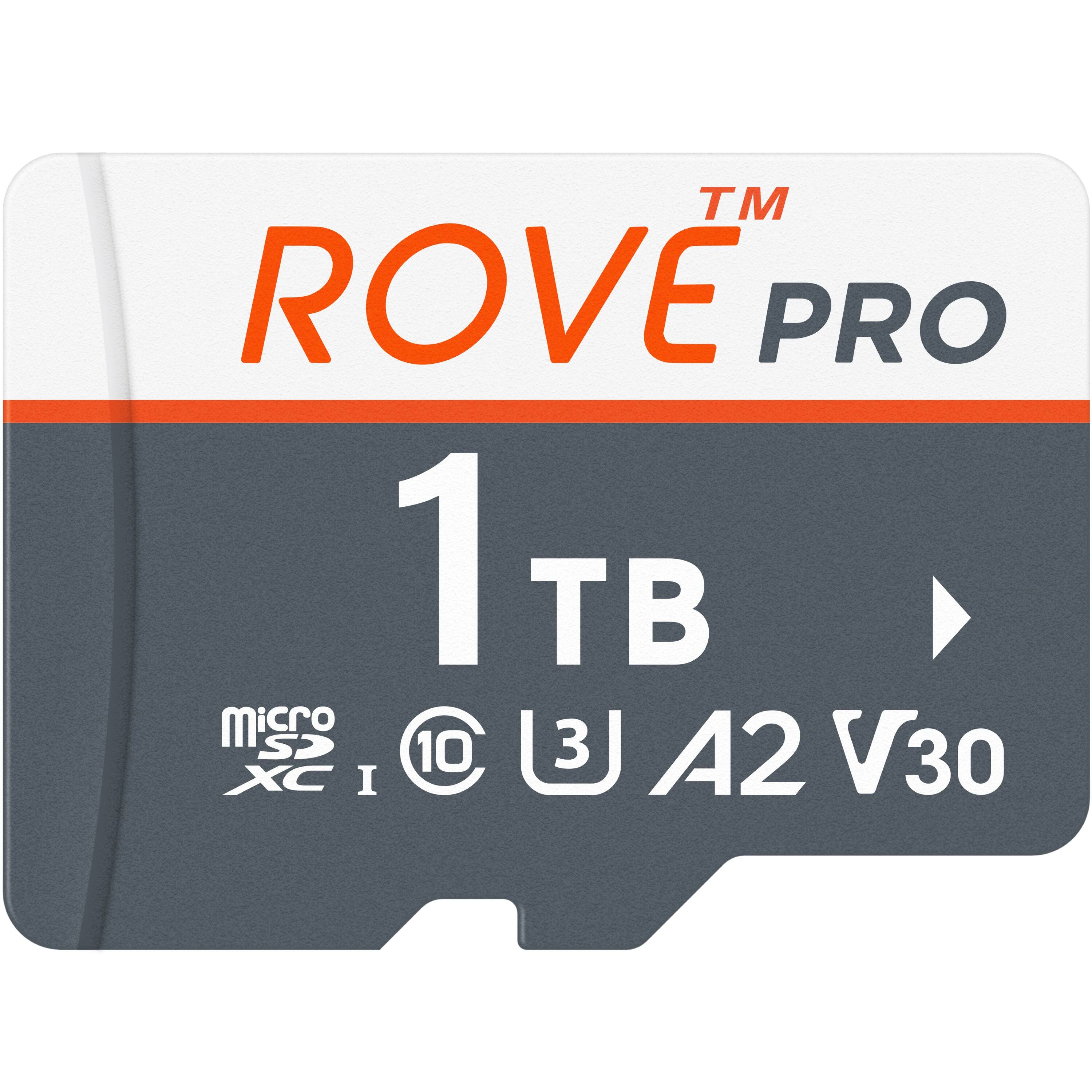 ROVE - PRO microSDXC Memory Card with Adapter, 100MB/s Read Speed, C10, U3, V30, A2, 4K for Dash Cam, Android, Tablets & Games