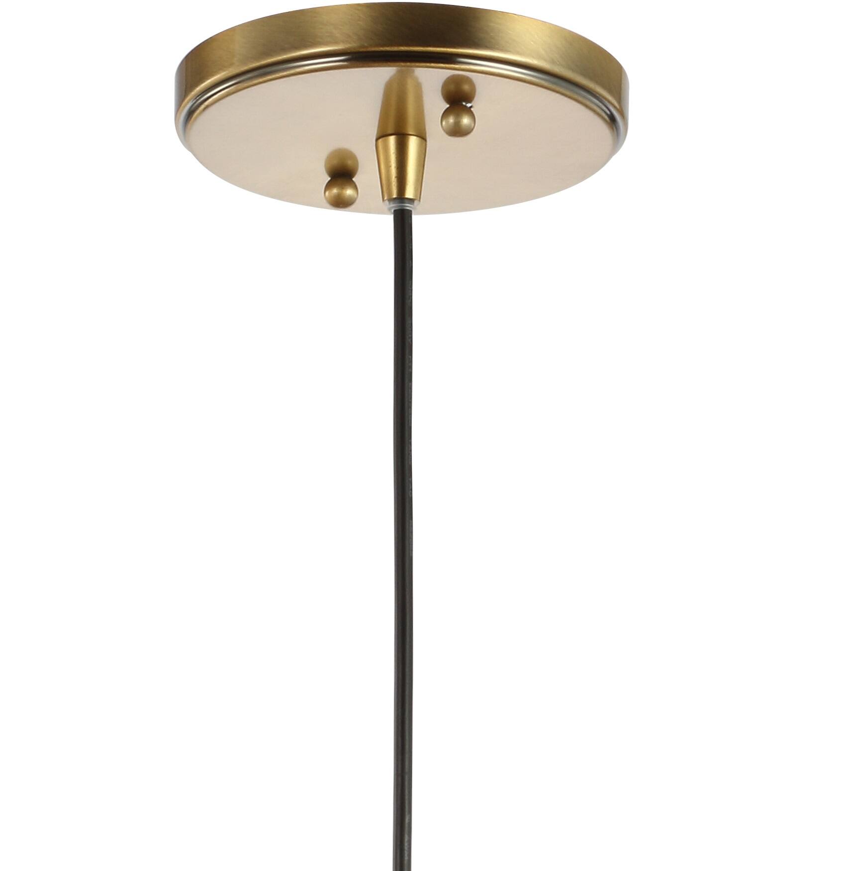 Alt View 5. Jonathan Y - Nixon 7.5" 1-Light MidCentury Modern Metal/Glass Adjustable Drop Globe LED Pendant, Brass Gold/Black - Brass Gold/Black.