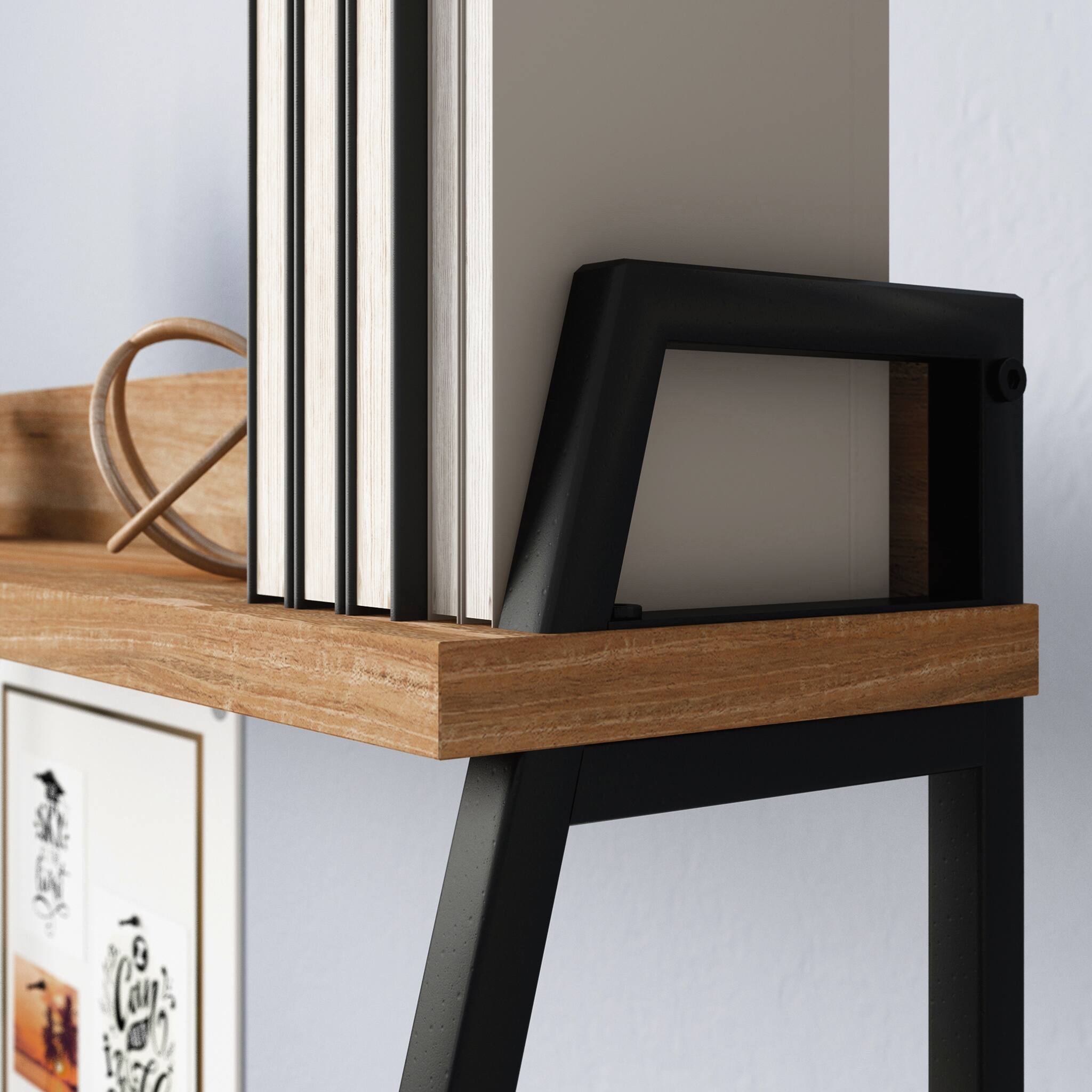 Alt View 1. Spaco - Desk With Hutch, 1" Thick Top, Spacious Work Area - Brown.