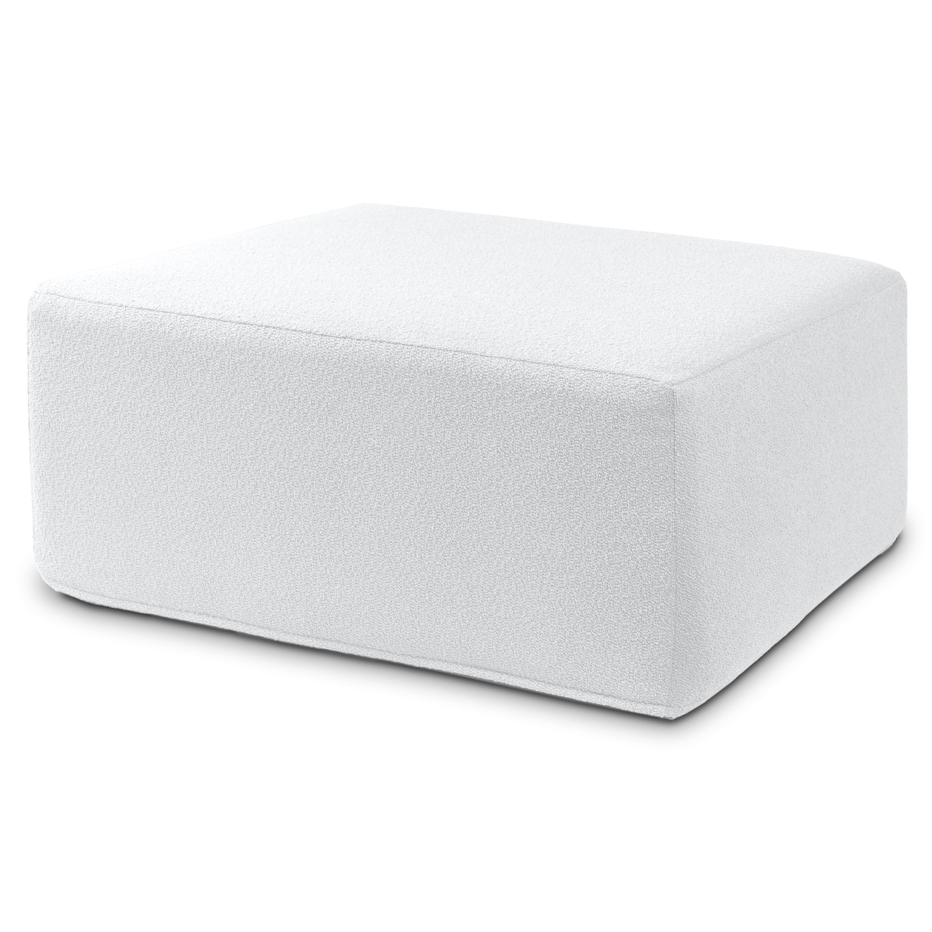 Jaxx - Fairlie Couch Ottoman - Oversized Square Foam Coffee Table Ottoman, 36" , Luxe Boucle - Boucle White