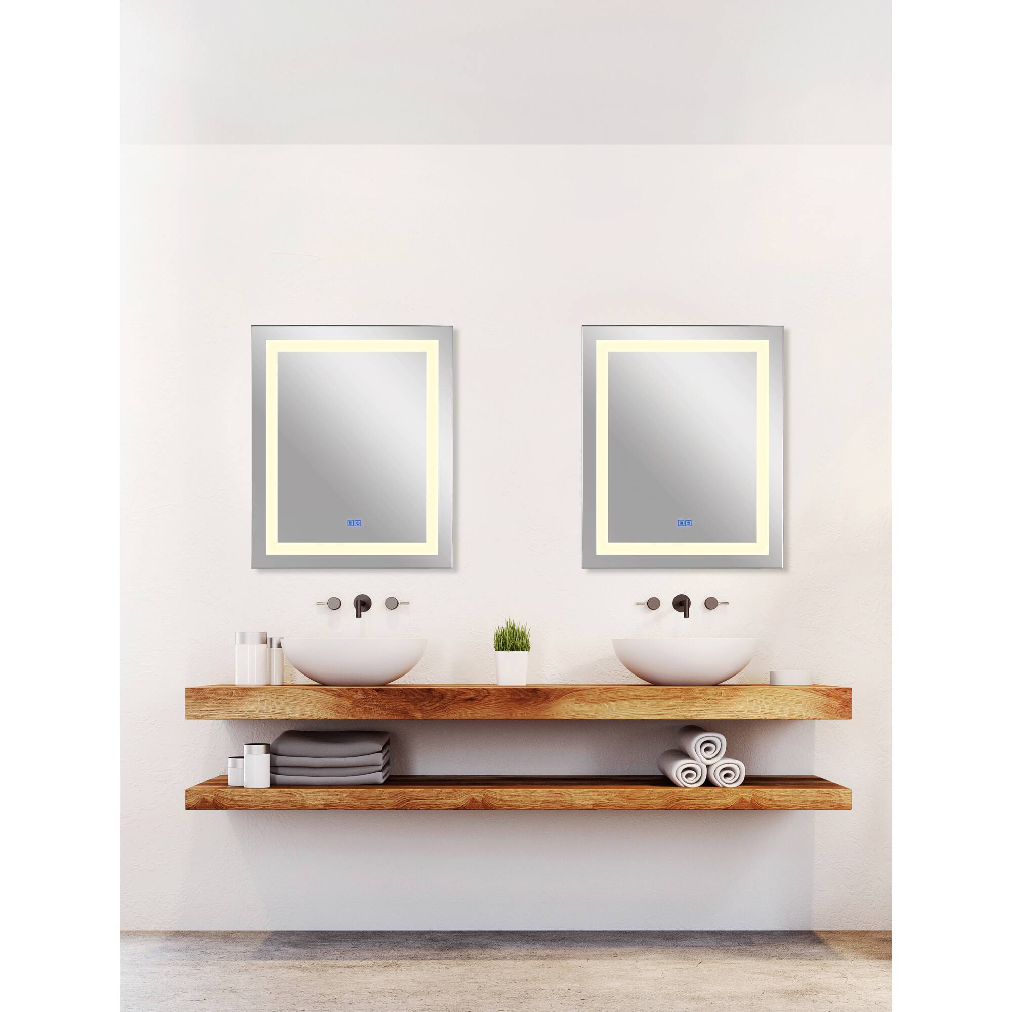 Back. CWI Lighting - Abril Rectangle Matte White LED 30 in. Mirror From our Abril Collection - White.