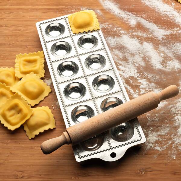 Alt View 7. Kings County Tools - Round Ravioli Mold with Roller - Silver.