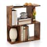 Costway - 1 PCS 3-Tier Bookshelf Geometric Bookcase Side Table with Open Storage Display Shelf - Rustic Brown