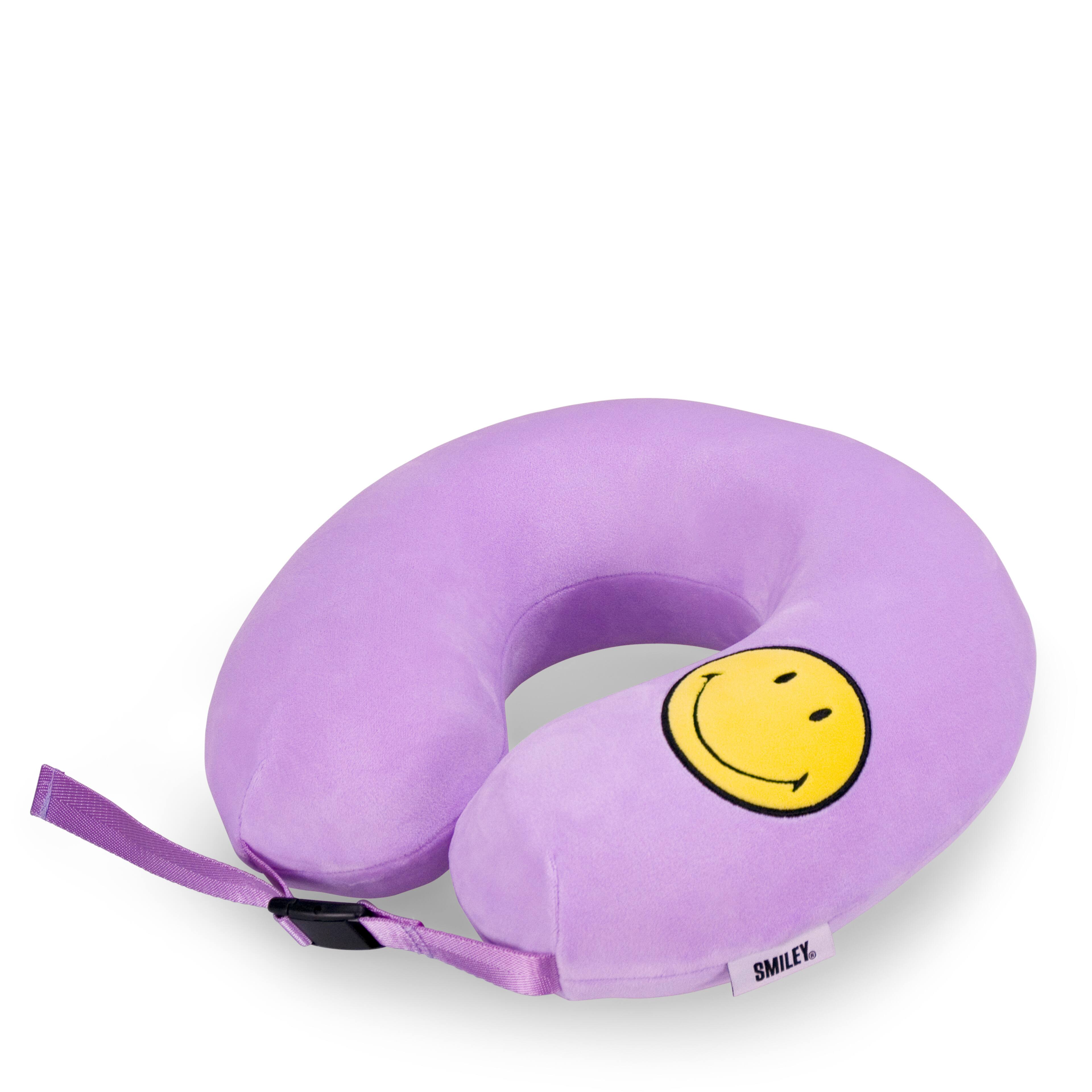 Alt View 1. Smiley World - SMILEY Purple Smiley Patch Marshmallow Memory Foam Travel Pillow - Purple.
