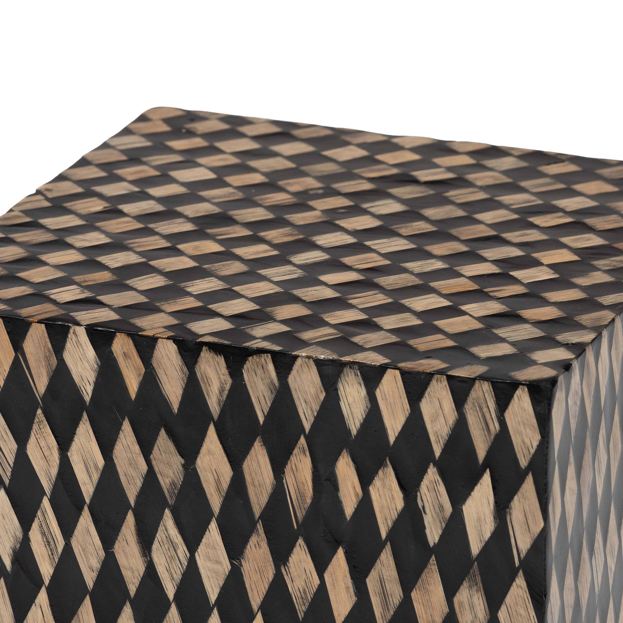 Left. bali & pari - bali & pari Paulo Decorative End Table with Bamboo Diamond Pattern - Modern Accent Side Table, Square - Black/Brown.