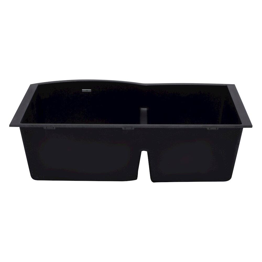 Alt View 3. Alfi - ALFI brand Black 33 Double Bowl Undermount Granite Composite Kitchen Sink - Black.