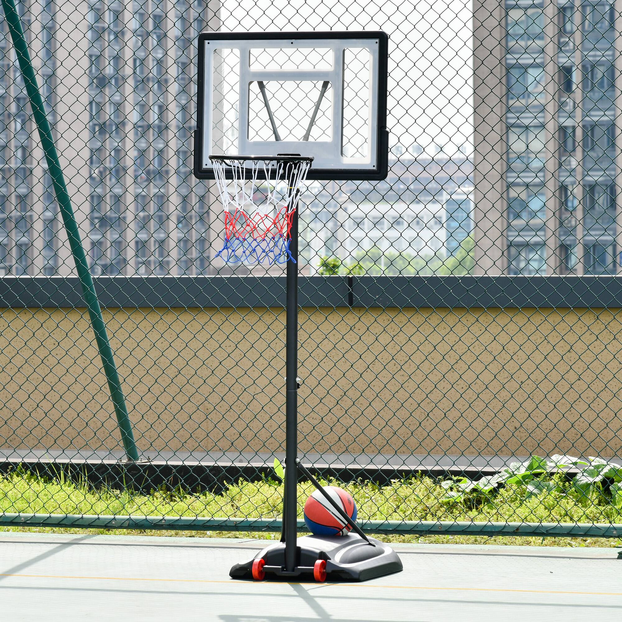 Alt View 1. Soozier - Basketball Hoop Outdoor, Portable Basketball Goal, 5.5FT-7.5FT Height Adjustable with 33'' Backboard and Wheels - Black.