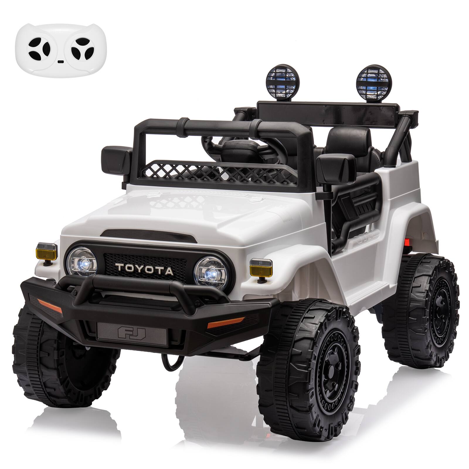 GARVEE - 12V Official Toyota Ride On Truck for Kids, Electric Vehicle w/ Remote, LED Lights, Music, EVA Tires, Safety Belt - White