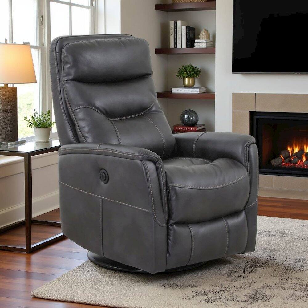 Angle. Starlight Canyon Home - Flint Recliner Nursery Glider – Boucle Chair with Power Lift Feature - Dark Grey.