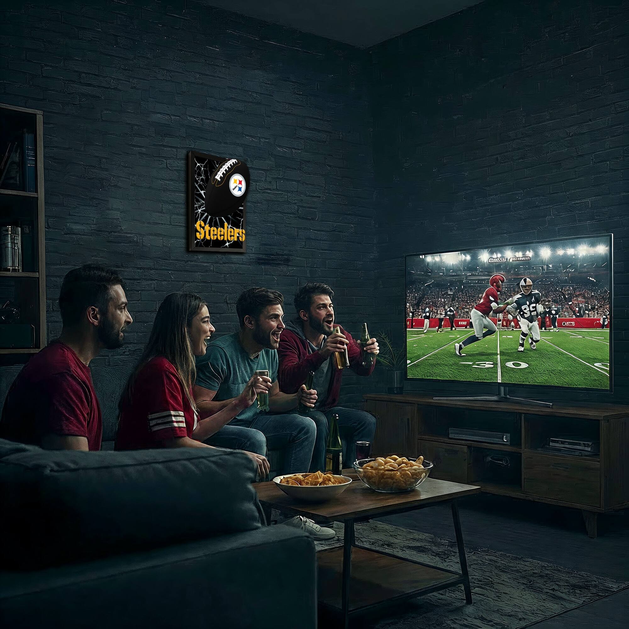 Alt View 1. Sporticulture - Pittsburgh Steelers 14" x 18" Framed 3D Lenticular Art - Black.