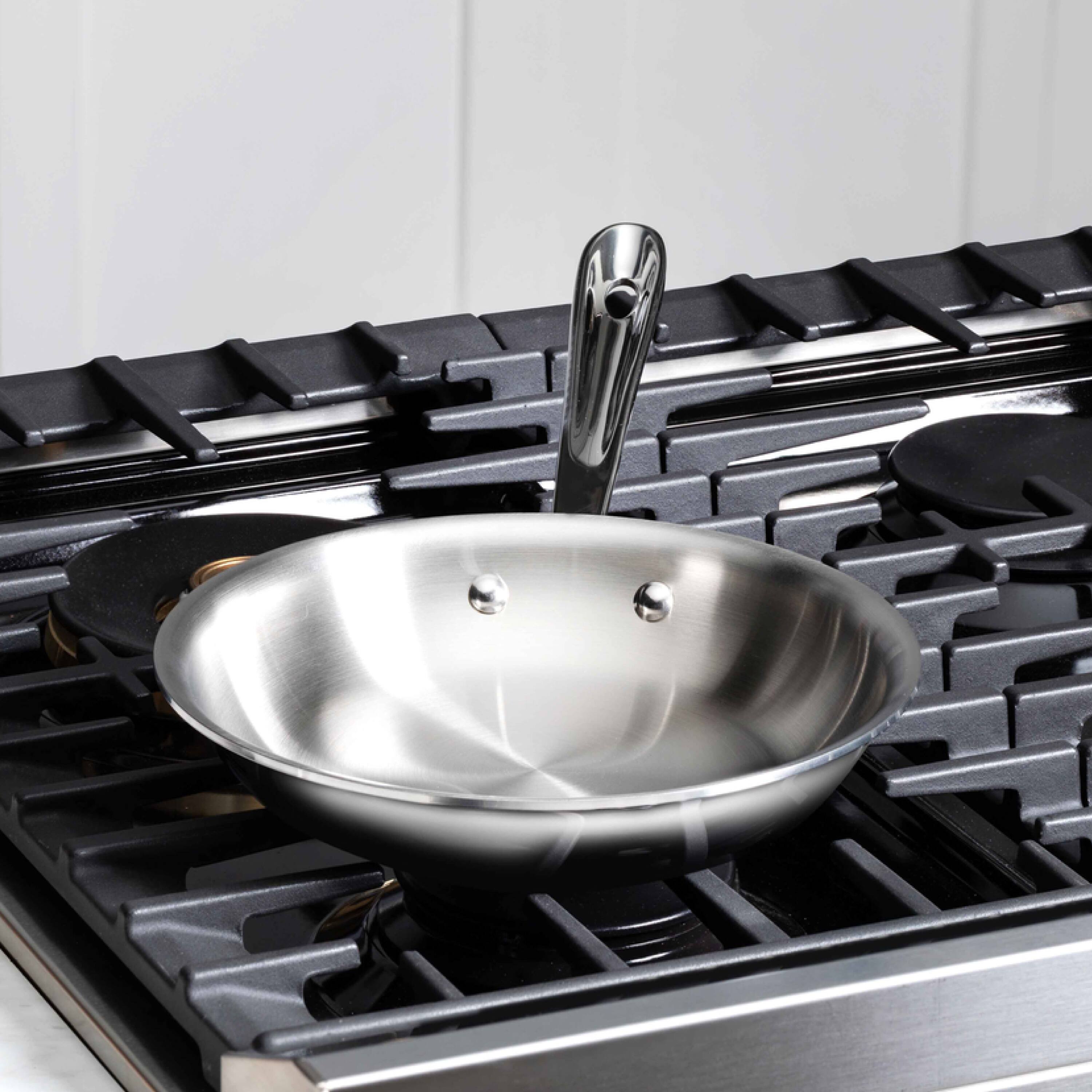 Alt View 2. All Clad - All-Clad 10" Stainless Steel Fry Pan, 3-Ply Bonded Cookware, Silver - Silver.