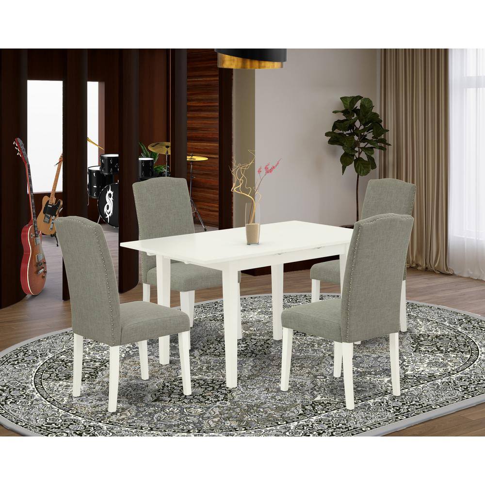 Left. East West Furniture - Dining Table- Parson Chairs - Brown.