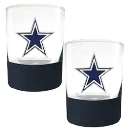 Great American Products - Dallas Cowboys 2-Pack 14oz. Rocks Glass Set with Silcone Grip - Blue