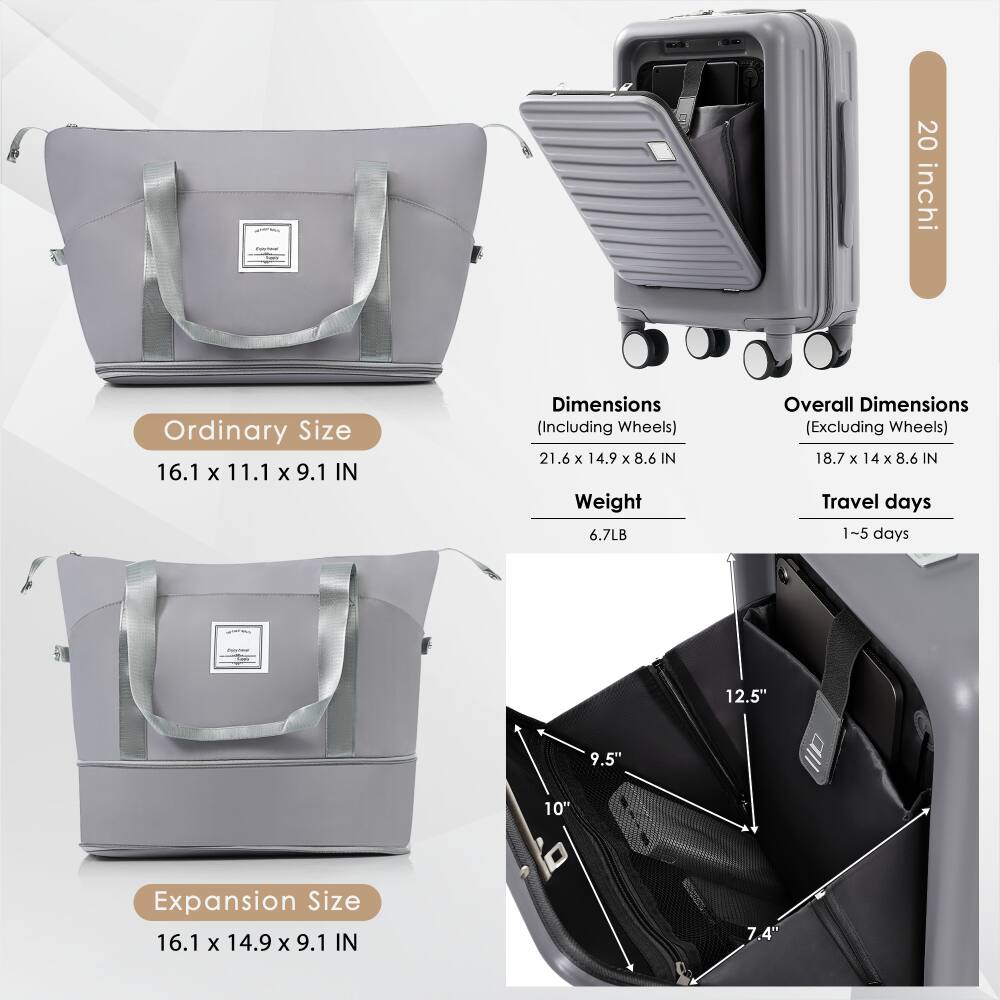 20 inch  
Ordinary Size  
16.1 x 11.1 x 9.1 IN  

Dimensions (Including Wheels)  
21.6 x 14.9 x 8.6 IN  

Overall Dimensions (Excluding Wheels)  
18.7 x 14 x 8.6 IN  

Weight  
6.7LB  

Travel days  
1-5 days  

Expansion Size  
16.1 x 14.9 x 9.1 IN  

12.5"  
9.5"  
10"  
7.4"