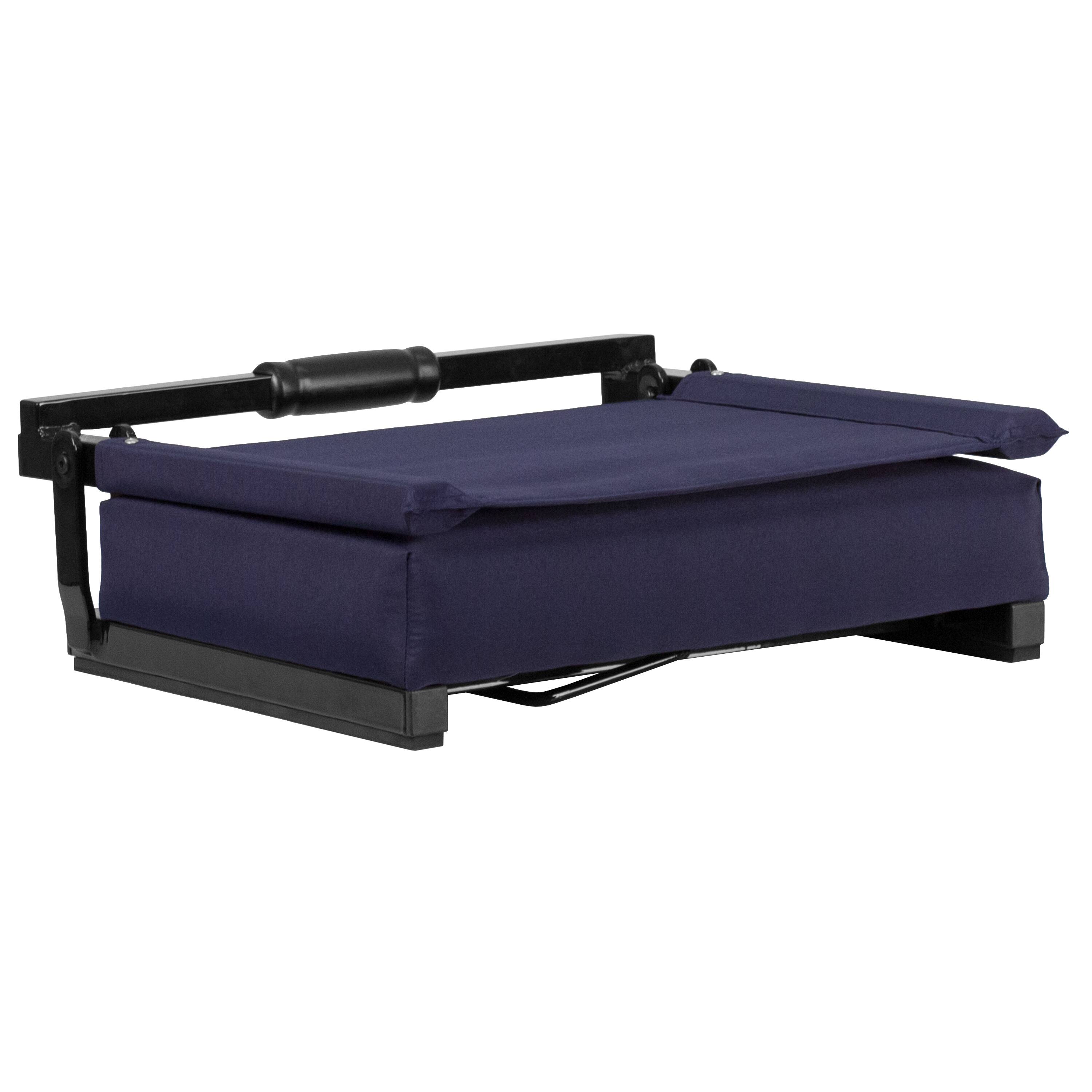 Alt View 3. Emma + Oliver - Set of 2 500 lb. Rated Lightweight Stadium Chair with Ultra-Padded Seat - Navy.
