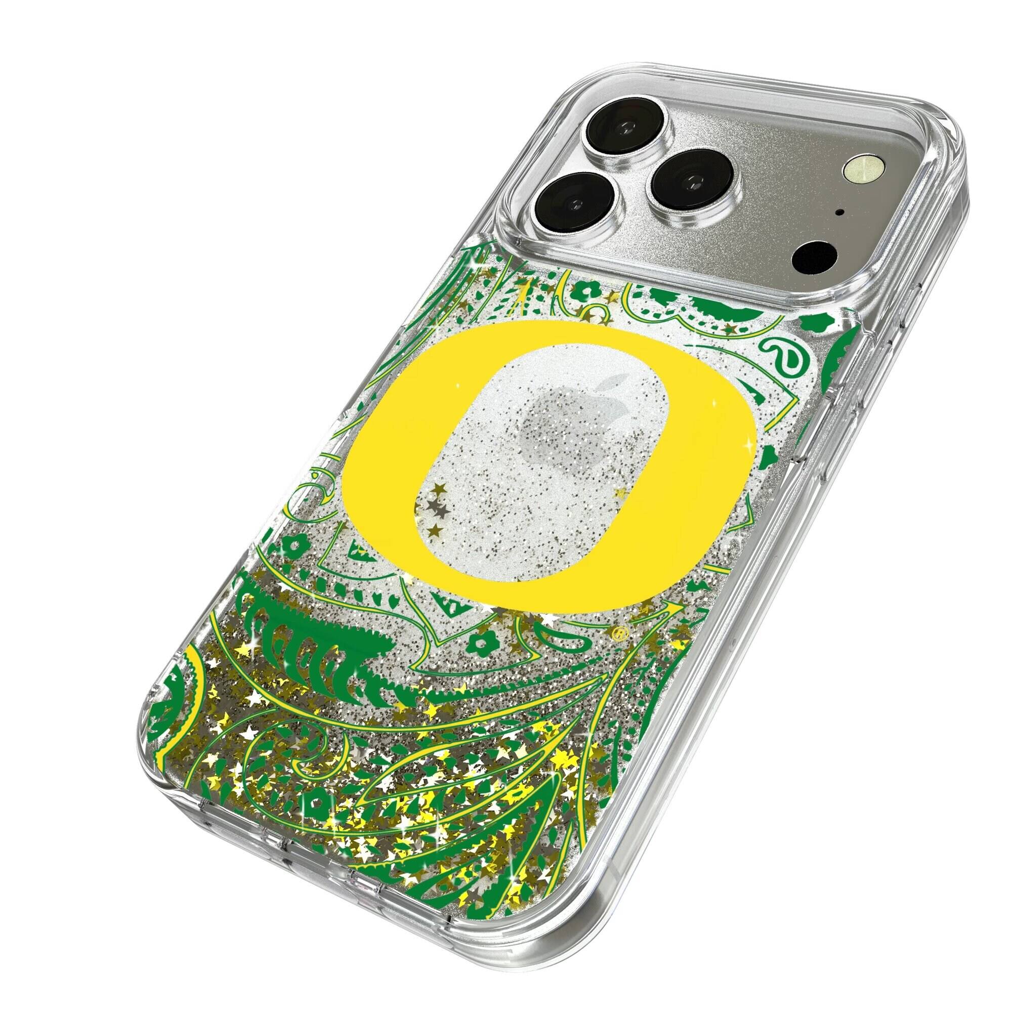 Alt View 1. Keyscaper - Oregon Ducks iPhone Glitter Paisley Design Case - 15 Pro Max - Multicolor.