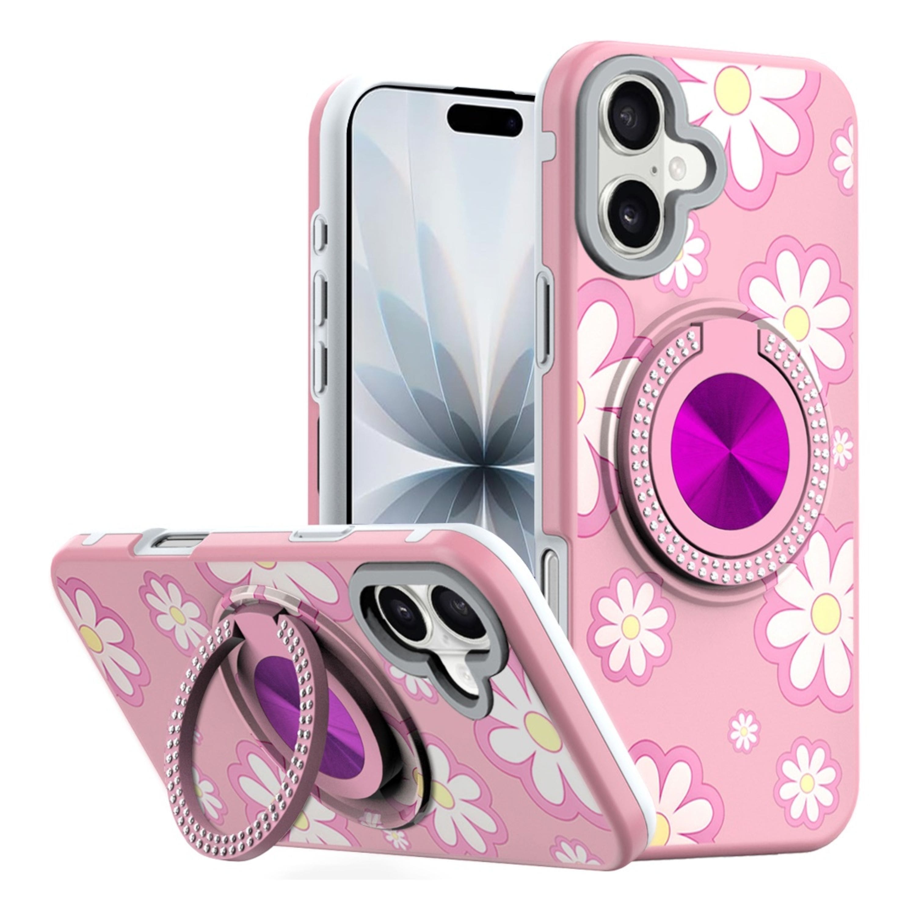 Kitcheniva - Printed Design Case With 360 Rotating Stand Tempered Glass For iPhone 17 Floral D - Multicolor price history on PriceWatchPro