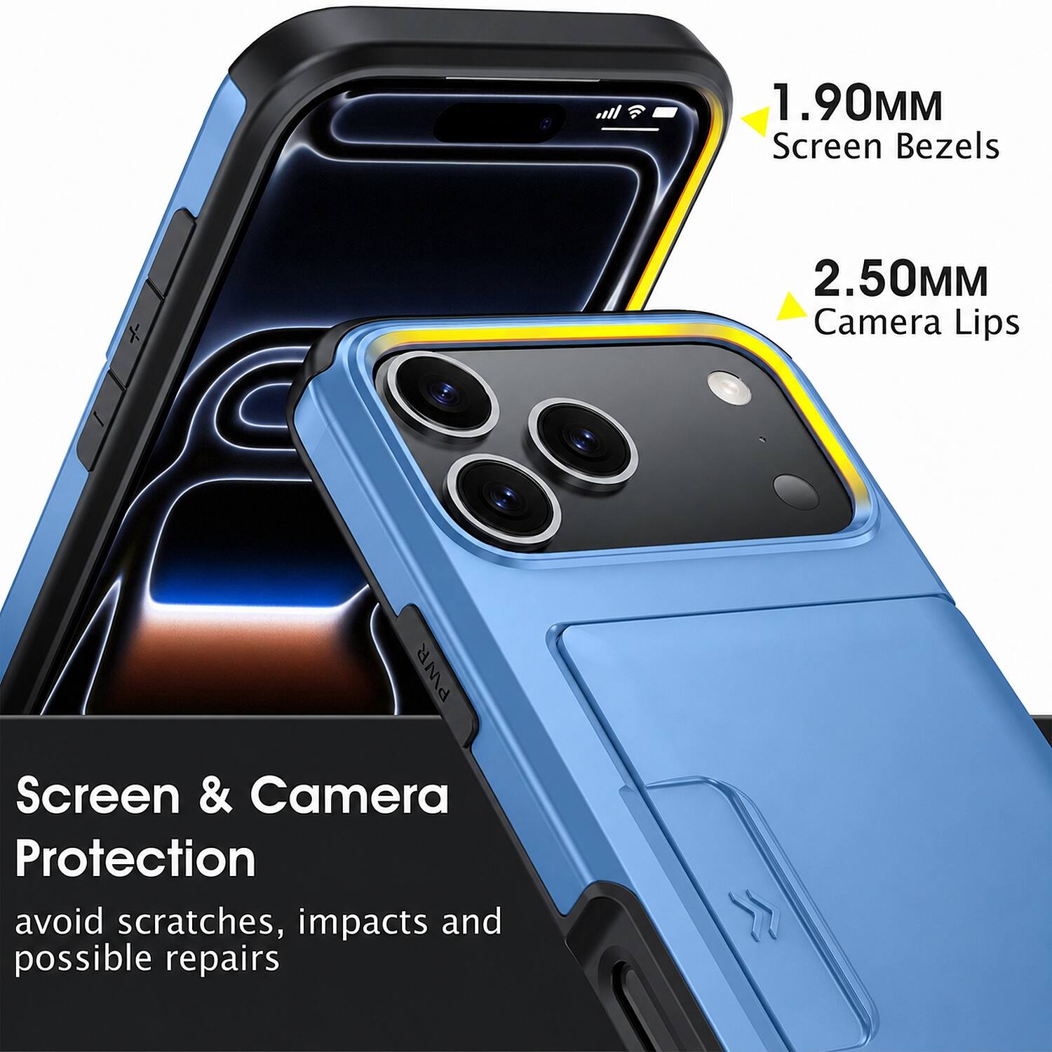 1.90MM Screen Bezels  
2.50MM Camera Lips  
Screen & Camera Protection  
avoid scratches, impacts and possible repairs