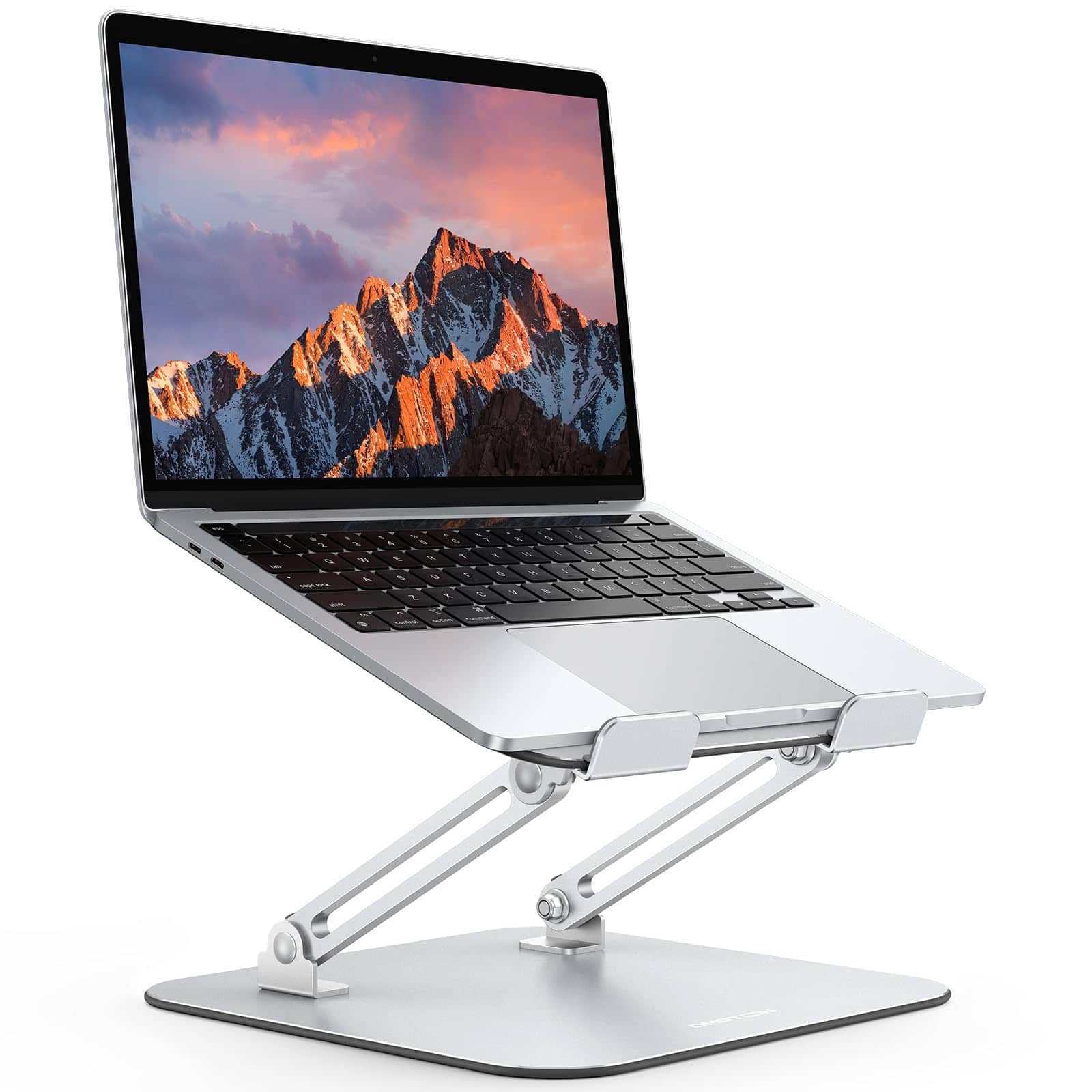 HongFei - Laptop Stand for Desk, Ergonomic Metal Adjustable Laptop Stand, Laptop Holder Riser with Cooling Function - Silver