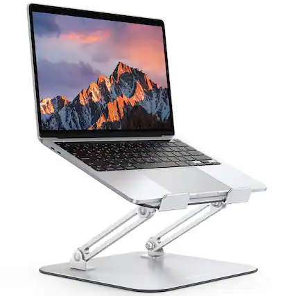 Front. HongFei - Laptop Stand for Desk, Ergonomic Metal Adjustable Laptop Stand, Laptop Holder Riser with Cooling Function, Silver - Silver.