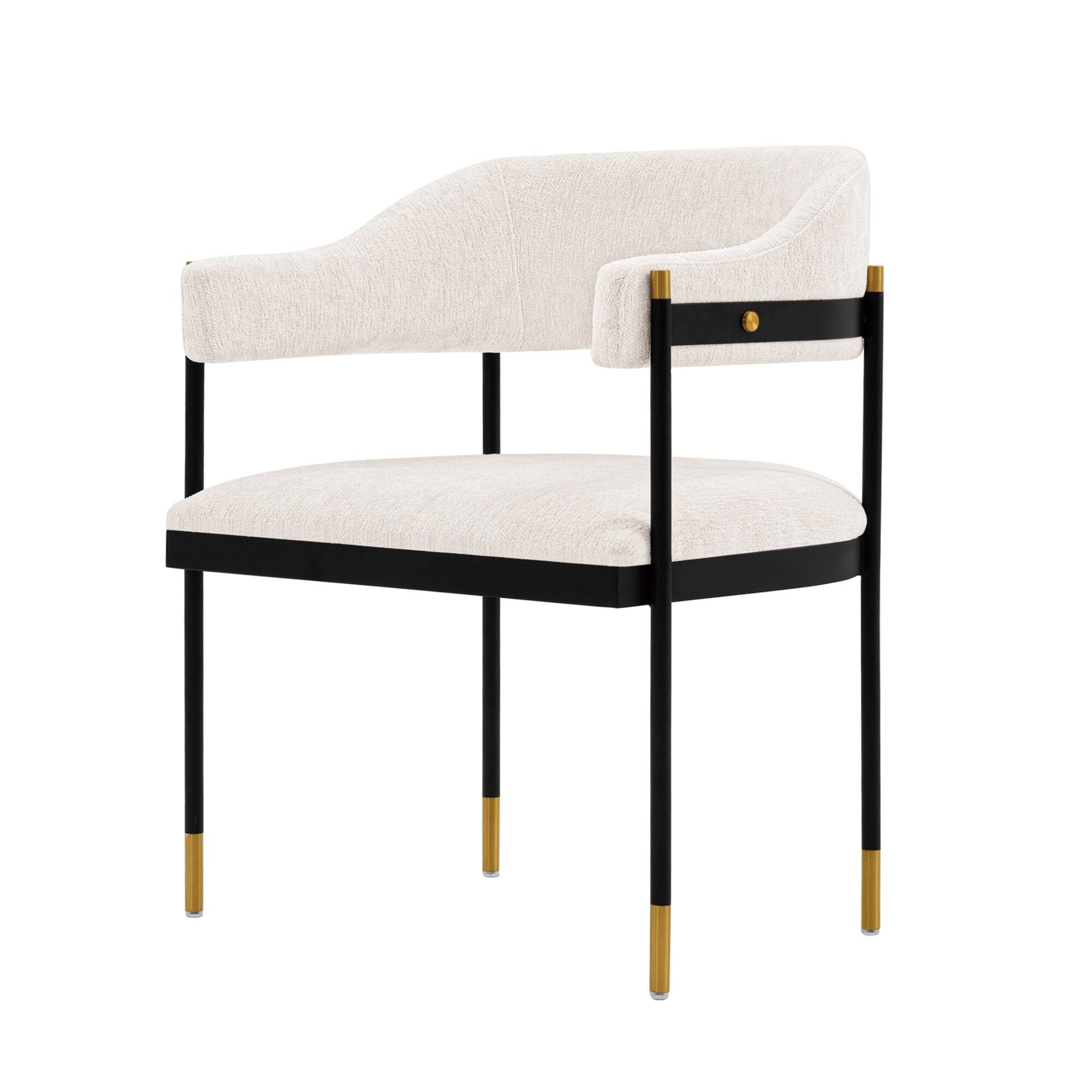 Alt View 7. Manhattan Comfort - Lia Modern Metal Chenille Dining Chair with Arms - Set of 2 - Cream.