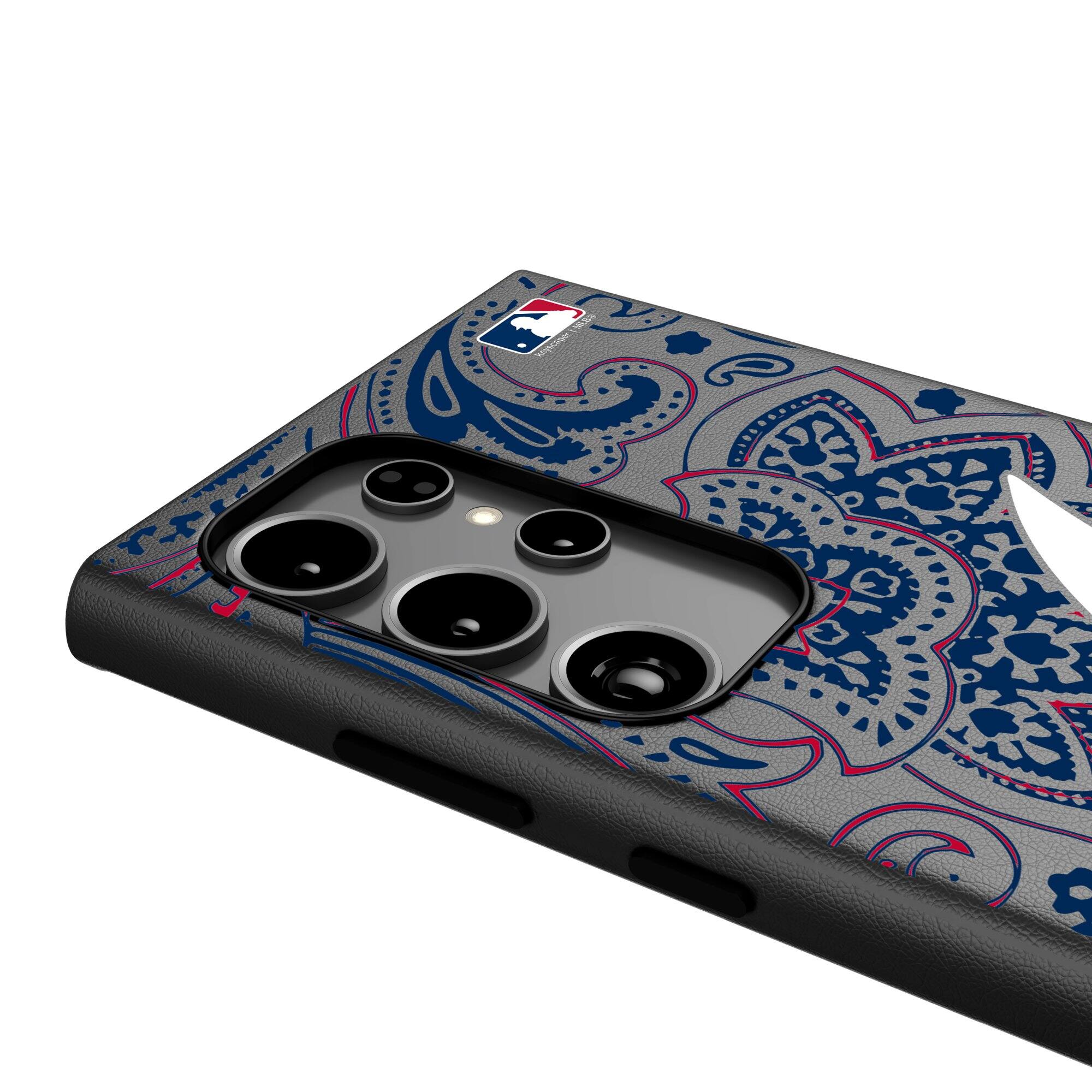 Alt View 3. Keyscaper - Atlanta Braves Paisley Galaxy Magnetic Bump Case - S24 Ultra - Black.