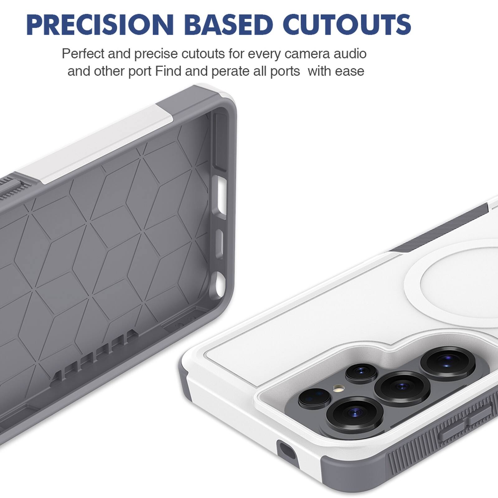 PRECISION BASED CUTOUTS  
Perfect and precise cutouts for every camera, audio, and other port. Find and operate all ports with ease