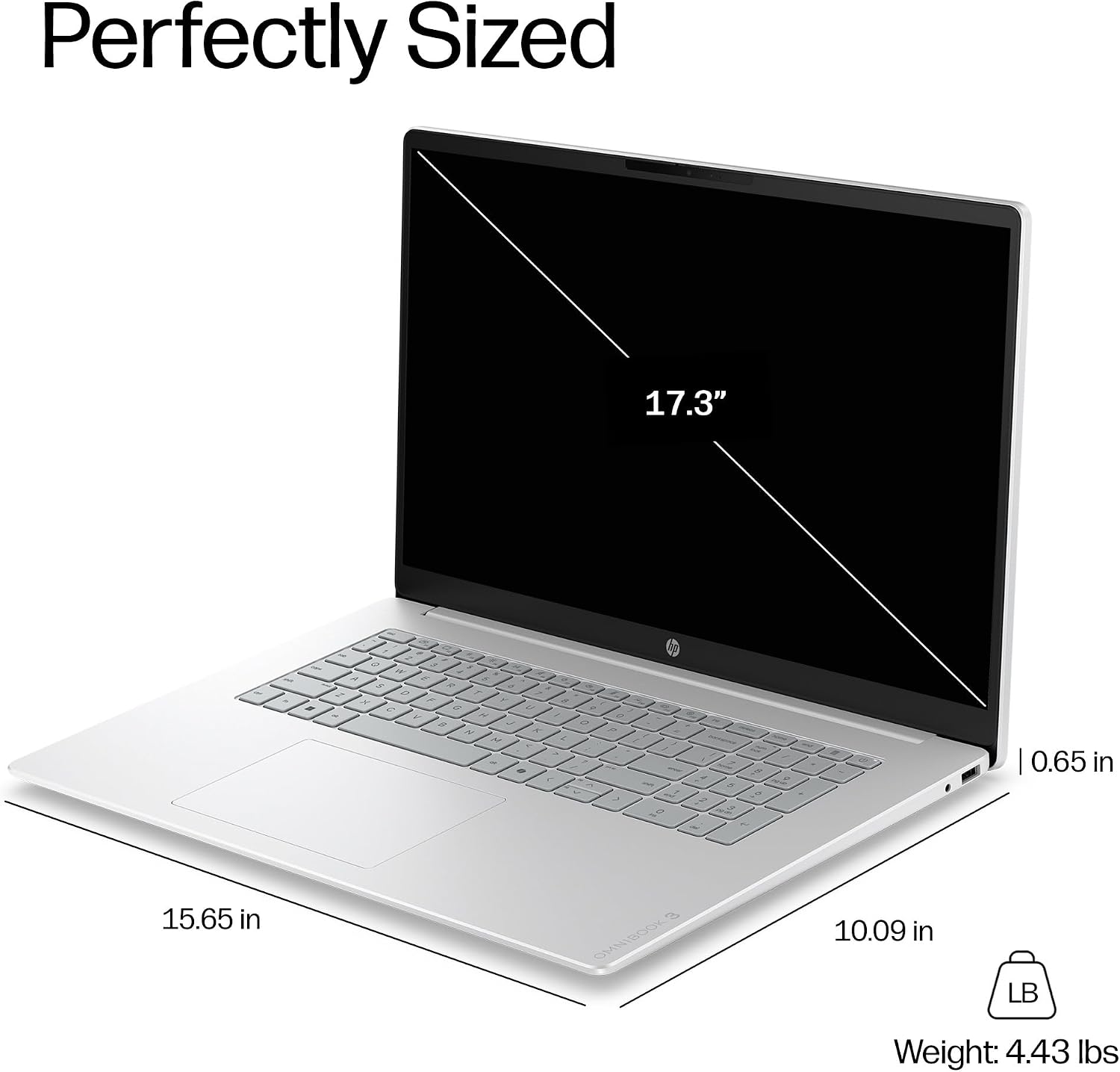 Perfectly Sized 17.3" See - # . - 2 - 1 .  T , F e 2 2  c - N - - - e a e - - - i - - H  - a - - -  . e 0 -  - 1 a - - - 2 - - .  0.65 in 15.65 in OMNIBOCY 10.09 in LB Weight: 4.43 lbs