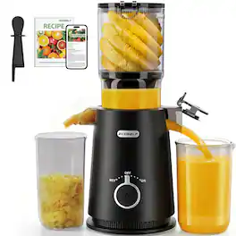Ecoself - 4.35"Cold Press Juicer Machine for Fruits and Vegetables,Slow Masticating Juicer - Black