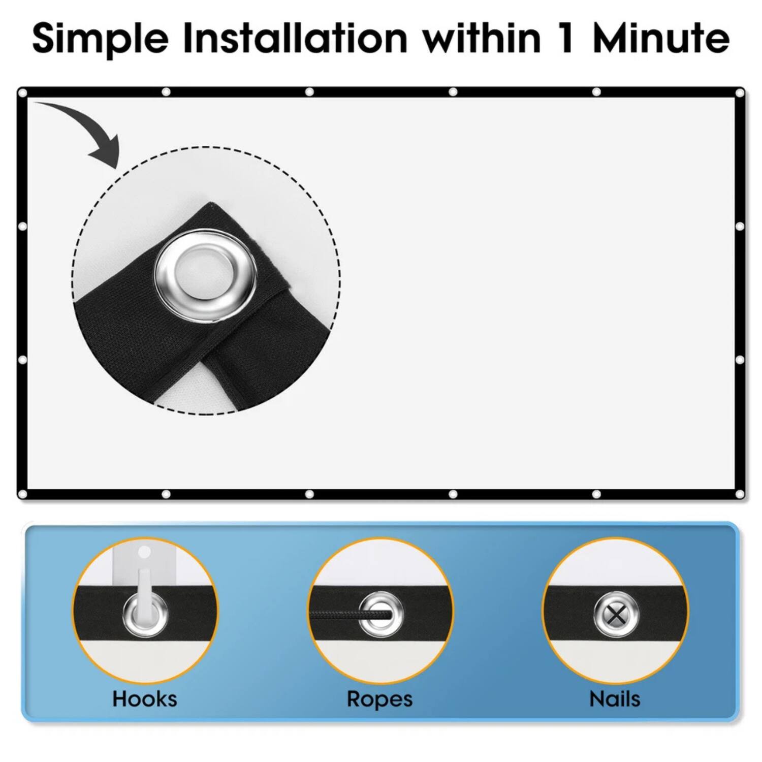 Simple Installation within 1 Minute

Hooks Ropes Nails
