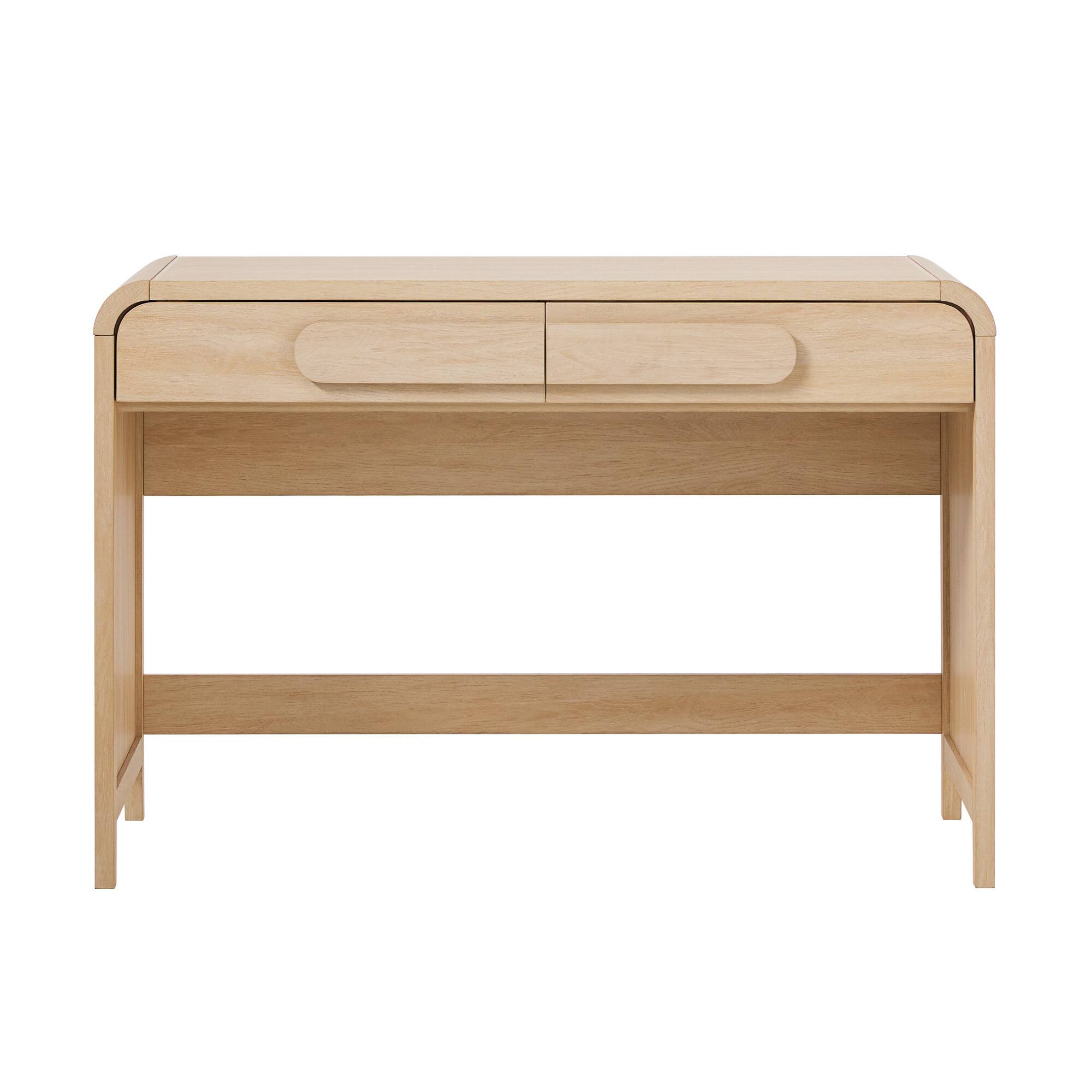 Front. Spaco - Spaco Modern Waterfall Writing Desk , Curve Design with Drawers, MDF Laminate, Quick Assembly, for Home Office - Oak.