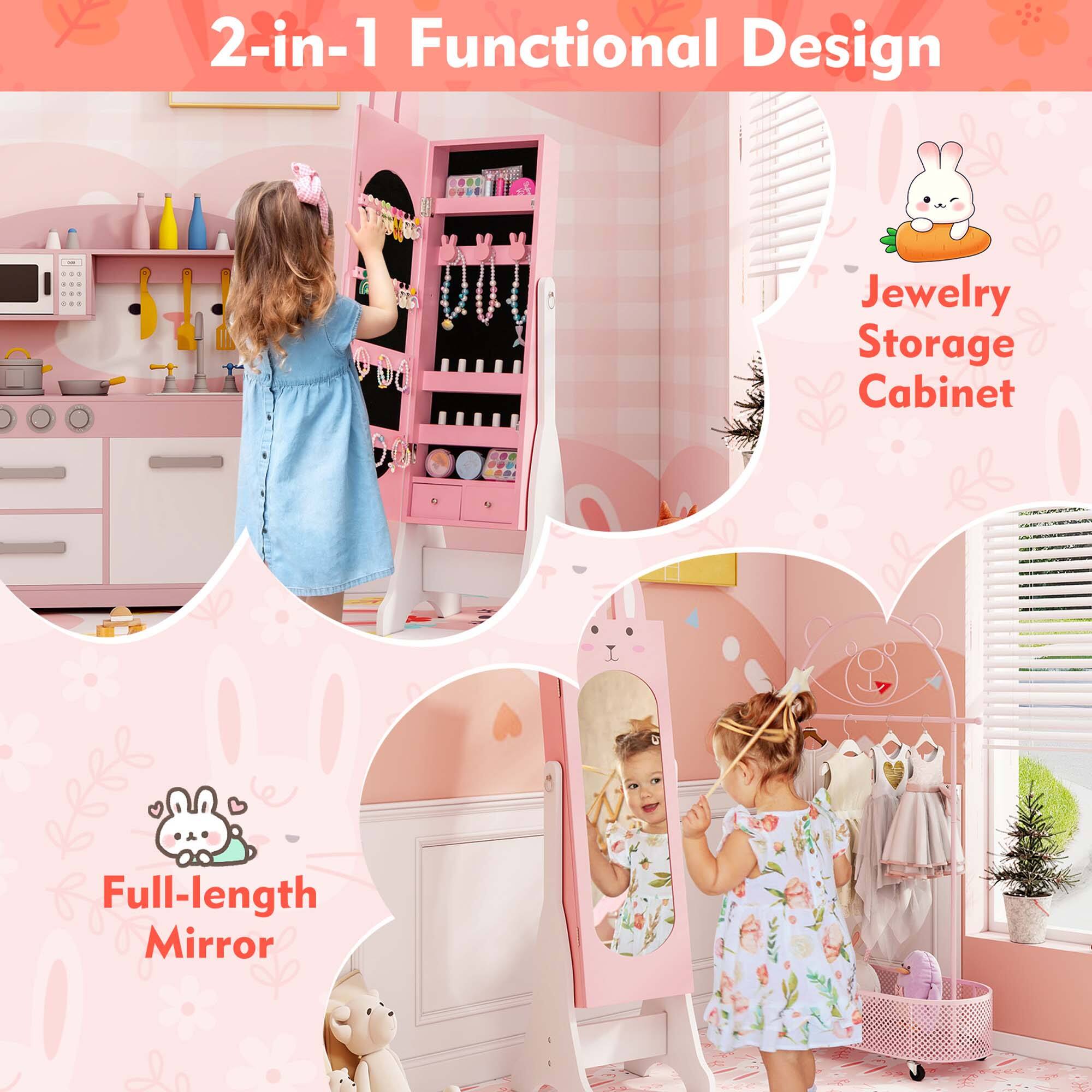 2-in-1 Functional Design
Jewelry Storage Cabinet
Full-length Mirror