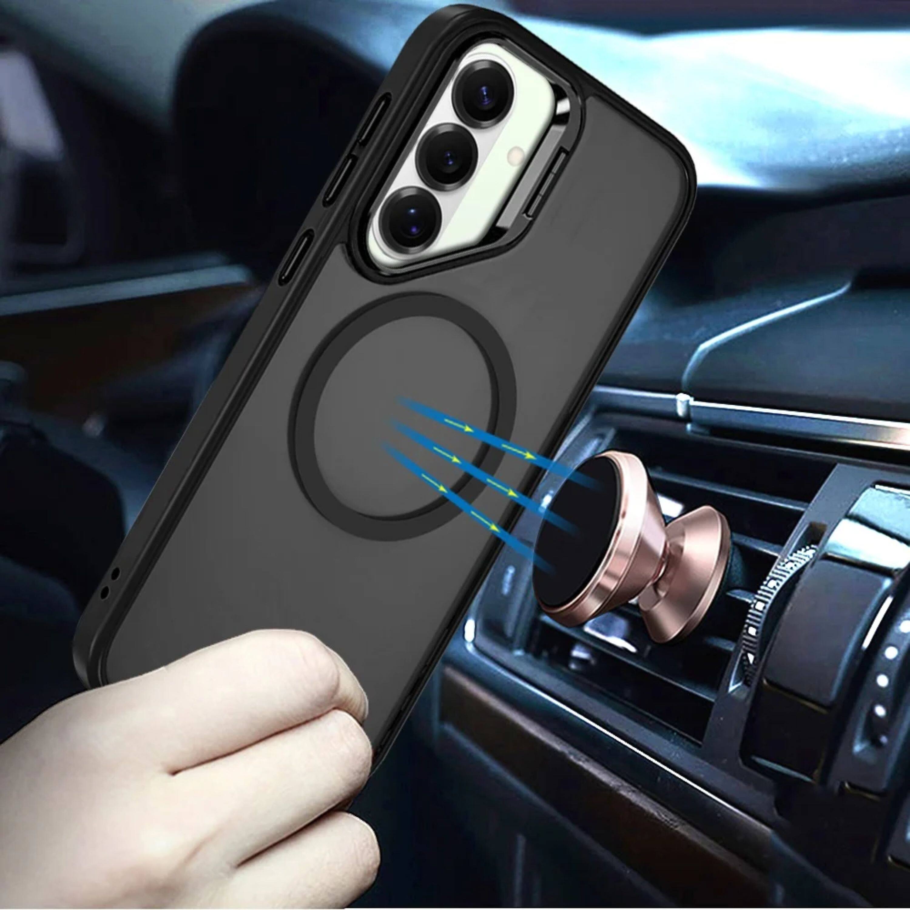 Angle. Kitcheniva - Magnetic Circle Camera Lens Stand Phone Case With Tempered Glass For Samsung Galaxy S26+ Plus Black - Black.