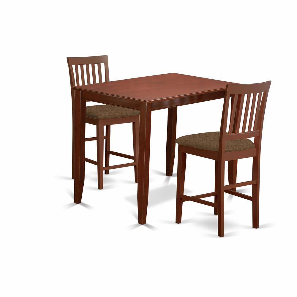 Back. East West Furniture - BUVN3-MAH-C 3 Pc Counter height Table set-Table and 2 Dinette Chairs. - Mahogany.