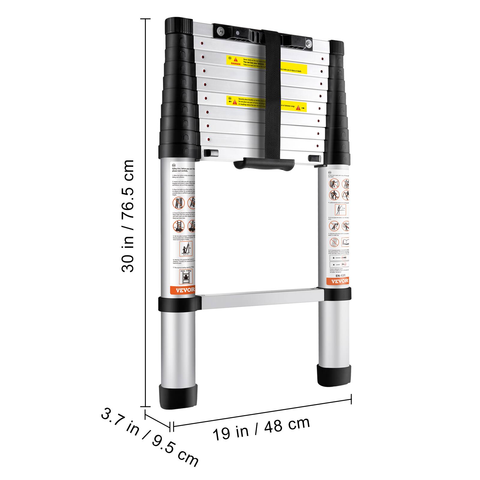 - Height: 30 in / 76.5 cm
- Width: 19 in / 48 cm
- Depth: 3.7 in / 9.5 cm

VEVOR