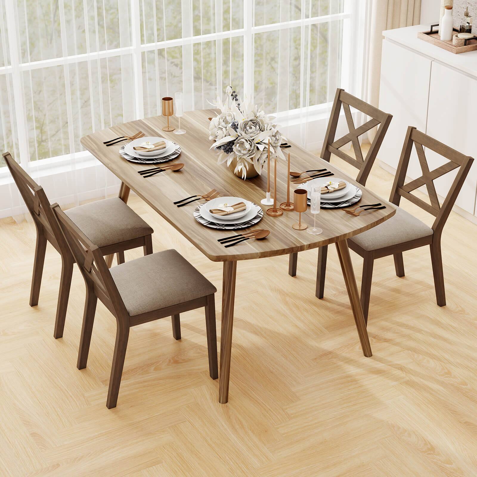 Alt View 4. Costway - Costway Dining Chair Set of 4 Upholstered Seat & Breathable X-shaped - Oak,Light Brown.