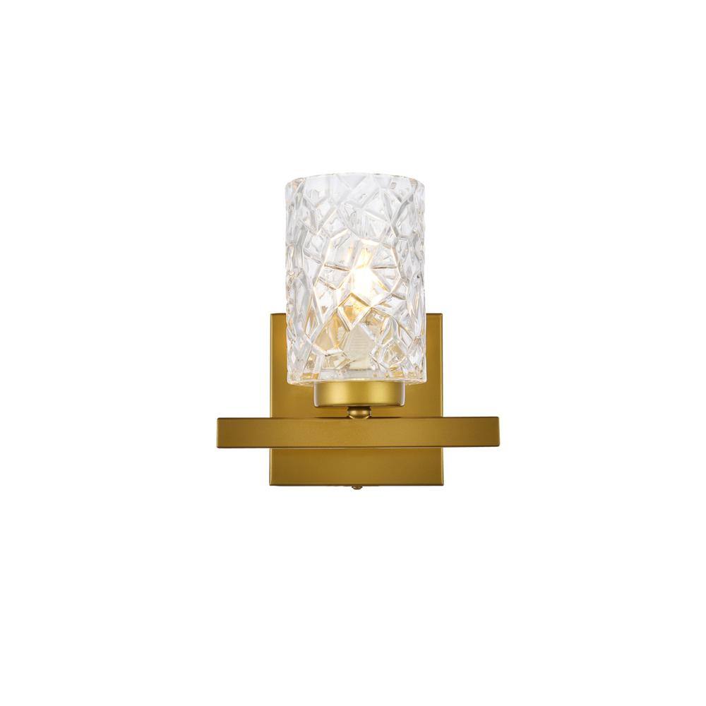 Alt View 3. Living District - Cassie 1 light bath sconce in brass with clear shade - Brass And Clear Shade.