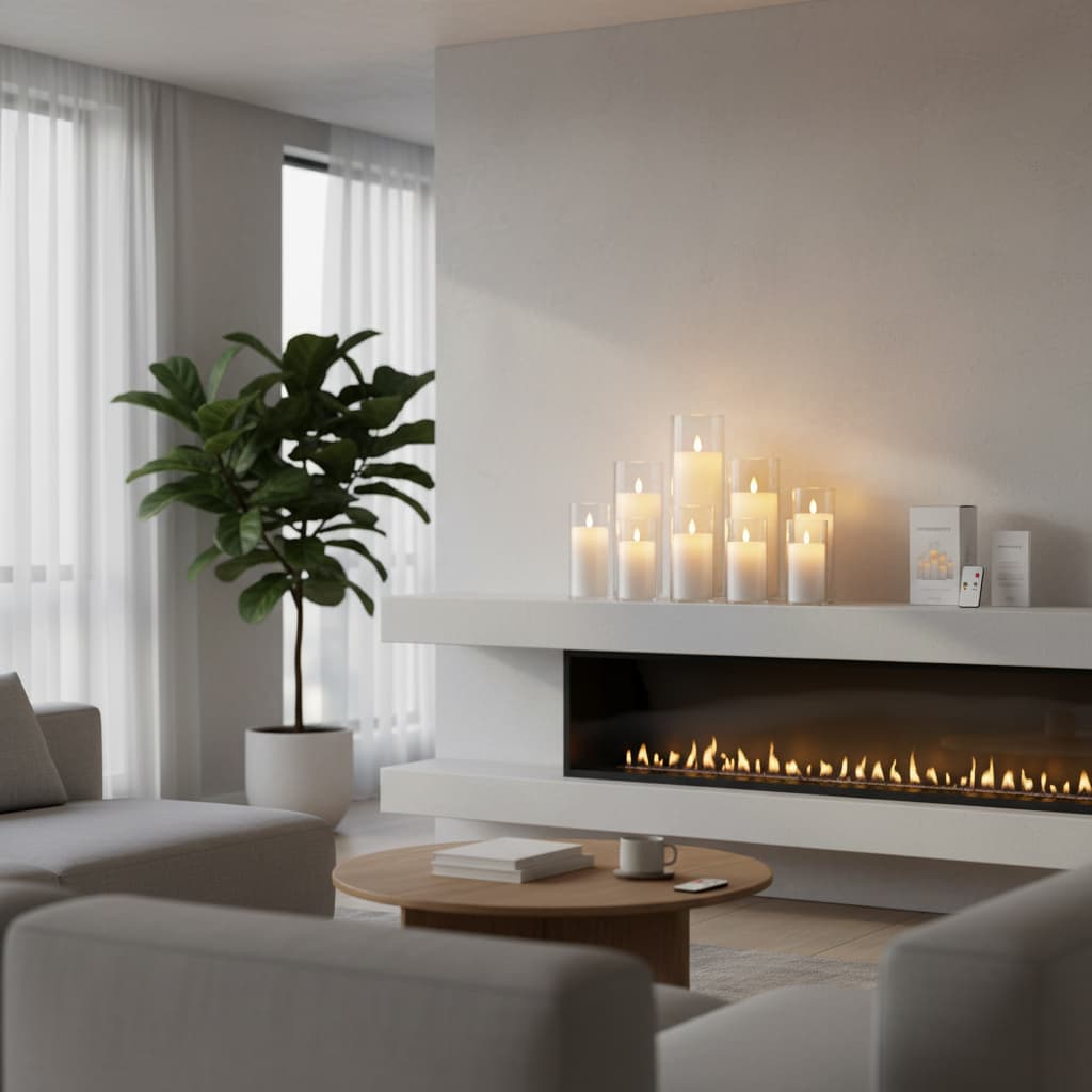 Alt View 3. FINEAK - Pure White Acrylic Flameless LED Candles - 9 Pack, Battery-Operated with Remote & Timer, Electric Fake - White.