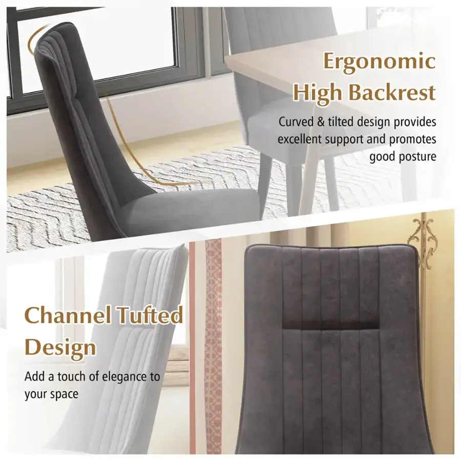 Ergonomic High Backrest: Curved & tilted design provides excellent support and promotes good posture.
Channel Tufted Design: Add a touch of elegance to your space.