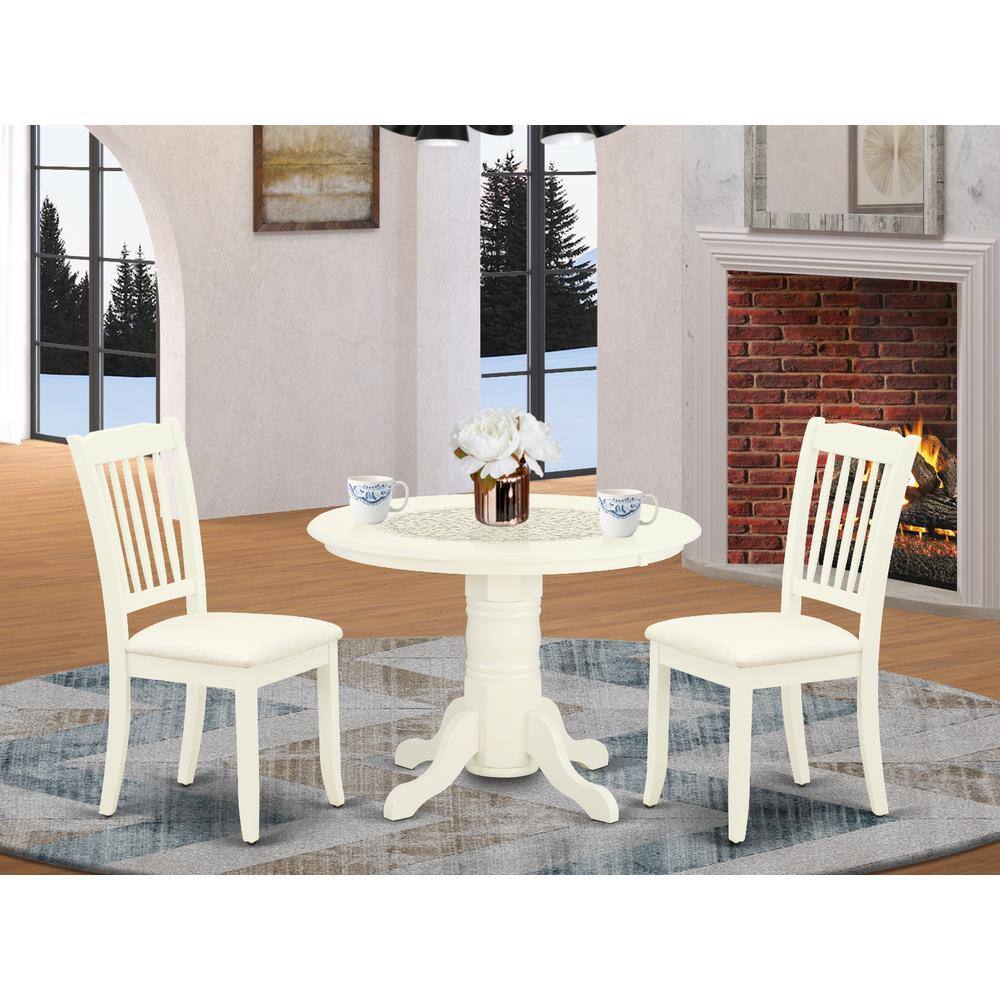 Left. East West Furniture - Dining Room Set Linen White - Brown.