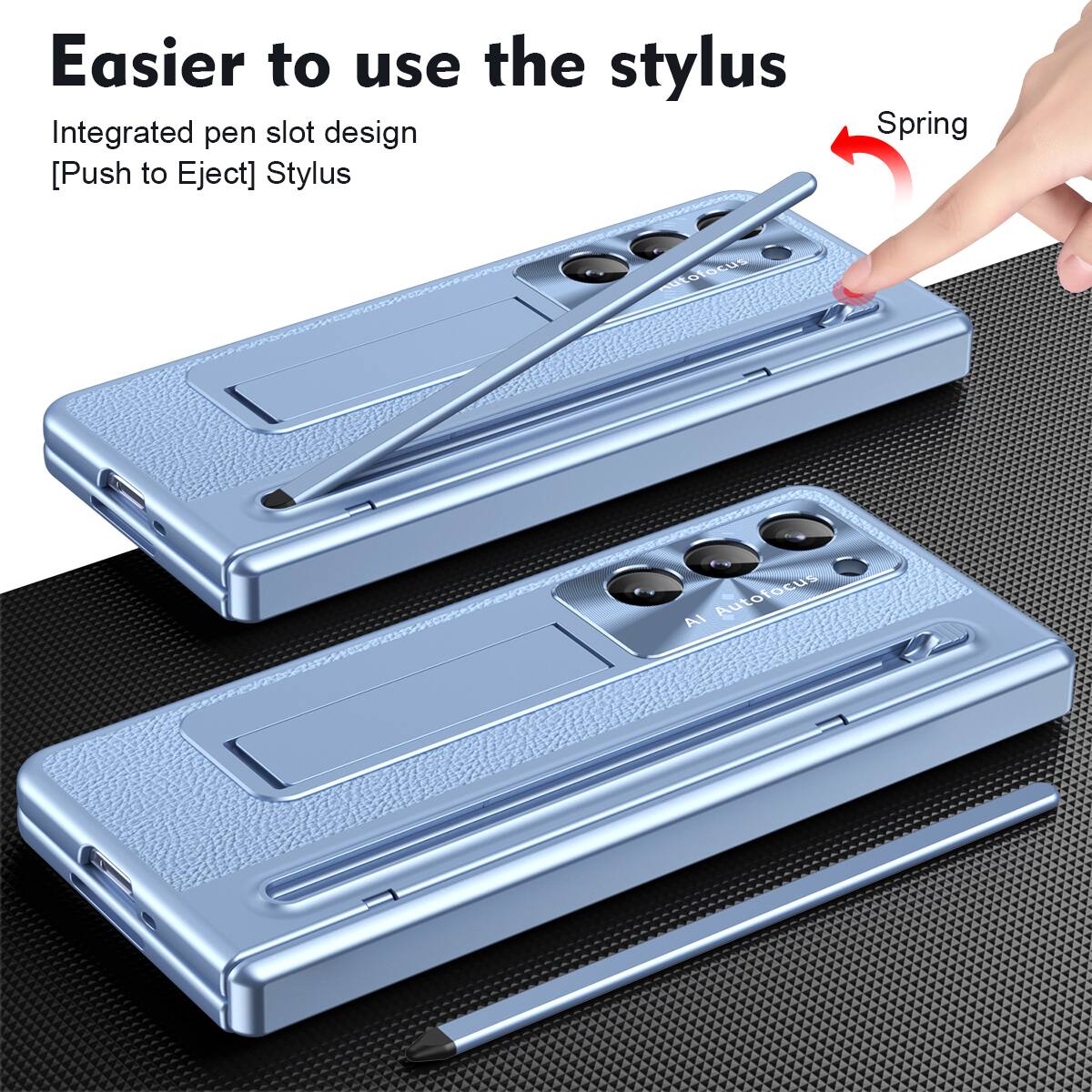 Easier to use the stylus  
Integrated pen slot design  
[Push to Eject] Stylus  
Spring  
AI Autofocus