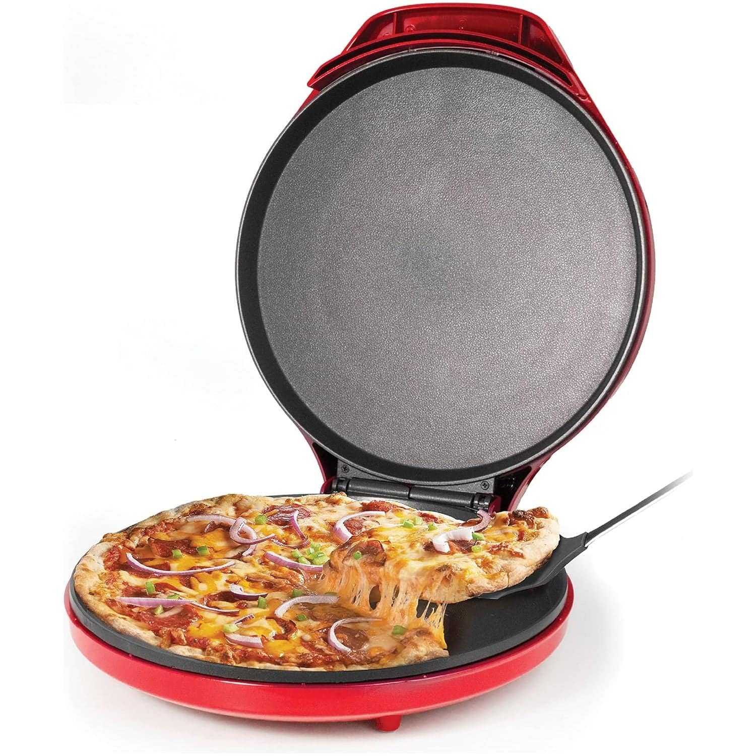 Betty Crocker - 12” Pizza Maker & Indoor Grill - Red