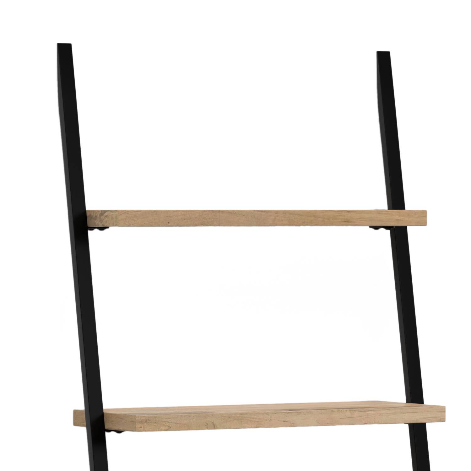 Alt View 1. Simpli Home - Trent SOLID MANGO WOOD and Metal 70 inch x 27 inch Rectangle Industrial Contemporary Ladder Shelf in Natural - Natural.