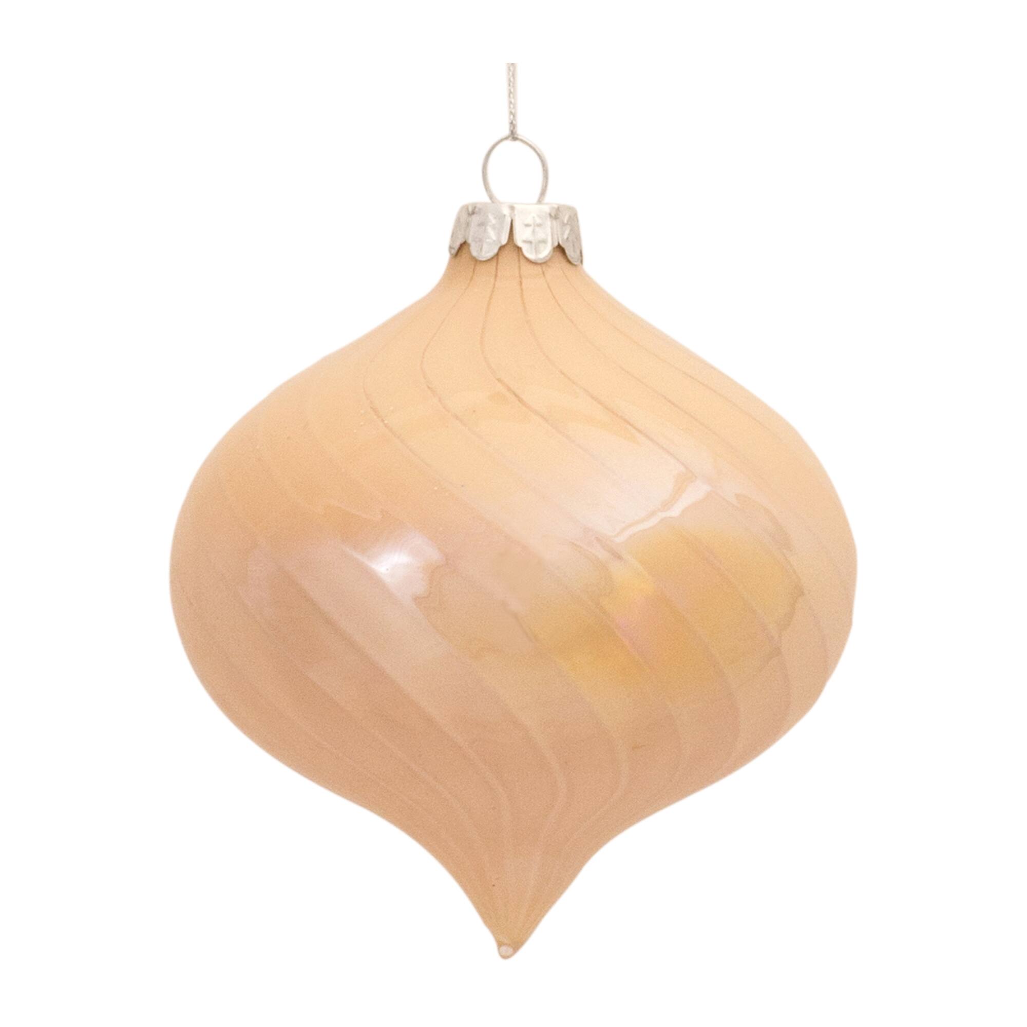 Left. BreeBe - Irredescent Glass Ornament (Set of 6) - Peach.