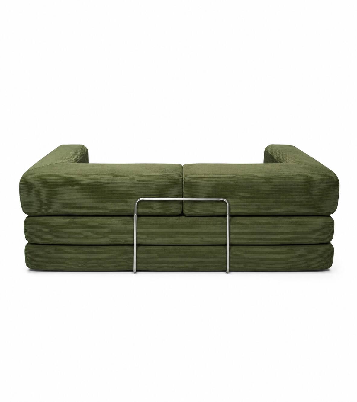 Alt View 4. Meqiodas - Convertible Sofa Bed, Folding Floor Couch with Square Armrest, Comfy Sleeper Mattress for Living Room - Green.