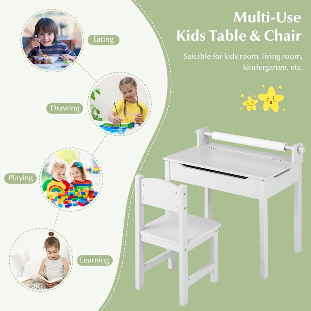 Multi-Use Kids Table & Chair

Suitable for kids room, living room, kindergarten, etc.

Eating  
Drawing  
Playing  
Learning