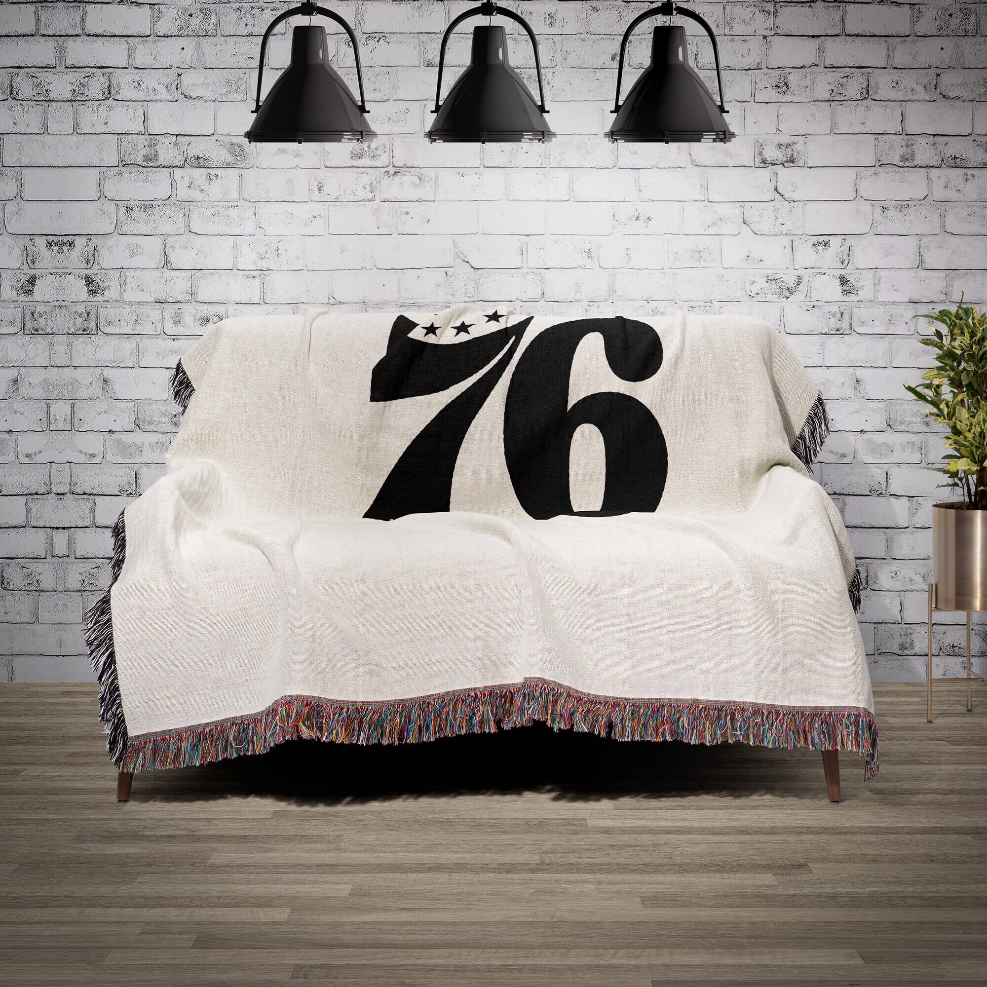 Alt View 1. Chad & Jake - Philadelphia 76ers Woven Blanket - White.