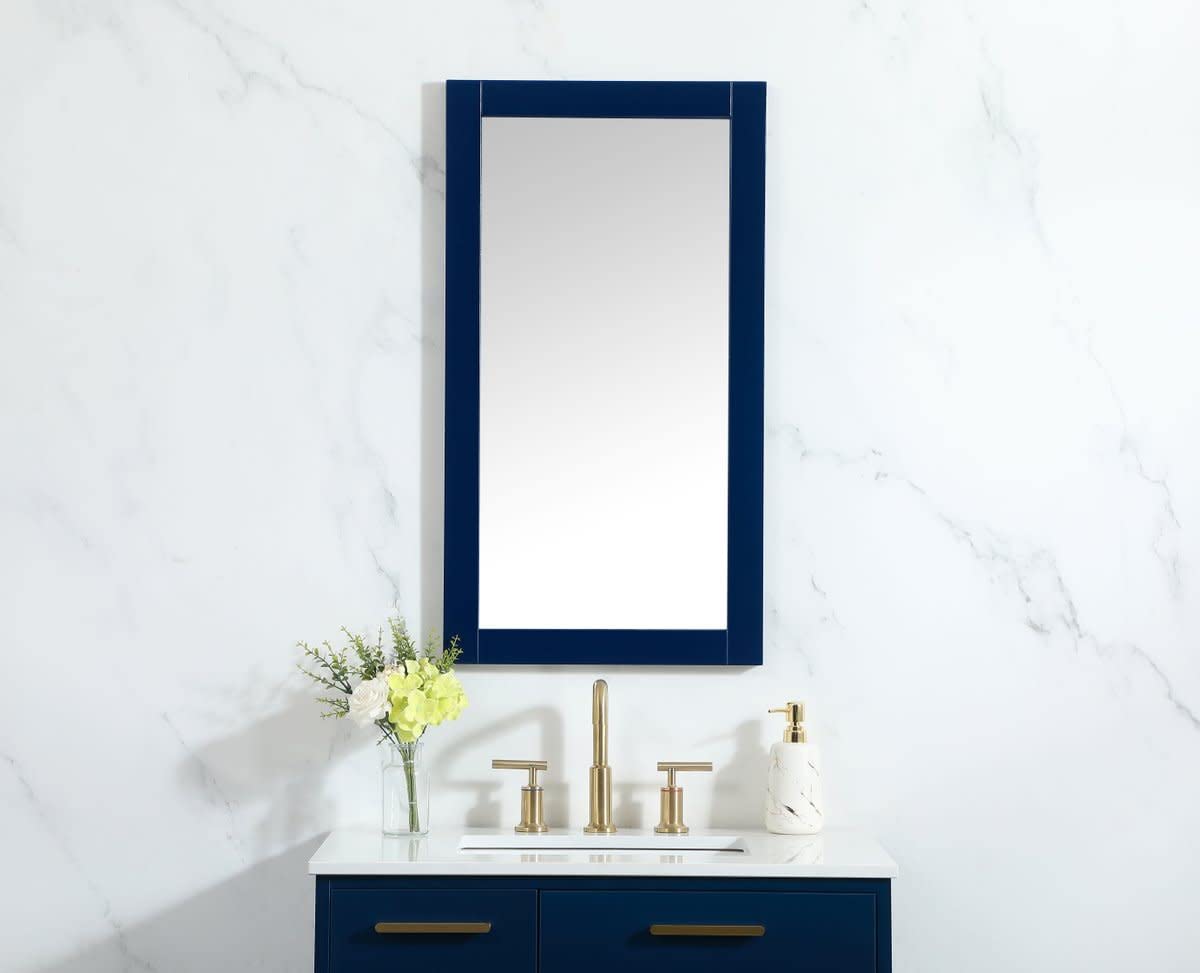 Back. Elegant Decor - Aqua rectangle vanity mirror 18 inch in White - White.